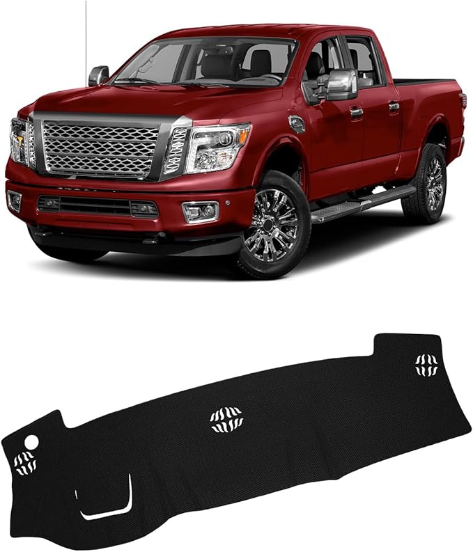 FIILINES Dash Cover for Nissan Titan for 2016-2024, Dashboard Mat Cover Titan Accessories Sunshade Nonslip Mesh Protector No 