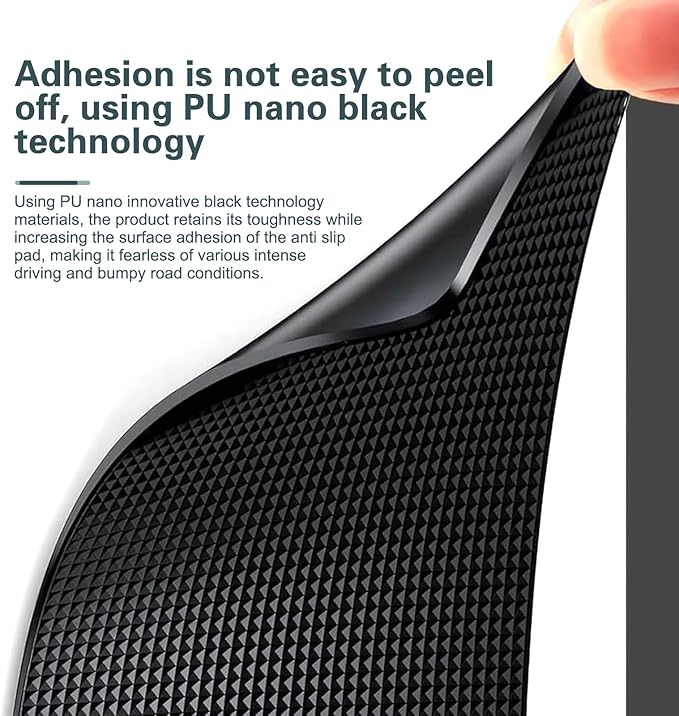 2 PCS Car Dashboard Anti-slip Mats, PU Strong Adhesive Pad for Phones Keys Sunglasses, Washable Scratch-resistant Sticky Mat,