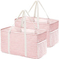 Lifewit Extra Large Tote Bag, Reusable Grocery Bags with Metal Wire Frame and Handles, Standing Utility Foldable Shopping Bags for Storage, Picnics, Beach, Laundry, Car, 46L, 2 Pack, Pink