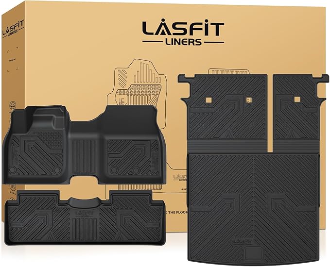 LASFIT Floor Mats & SeatBack Mats & Cargo Mat for Nissan Ariya 2025 2024 2023, All Weather TPE Custom Fit Floor Liners Full Set Car Mats & Backrest Mats & Trunk Mat for 2023-2025 Ariya, Black