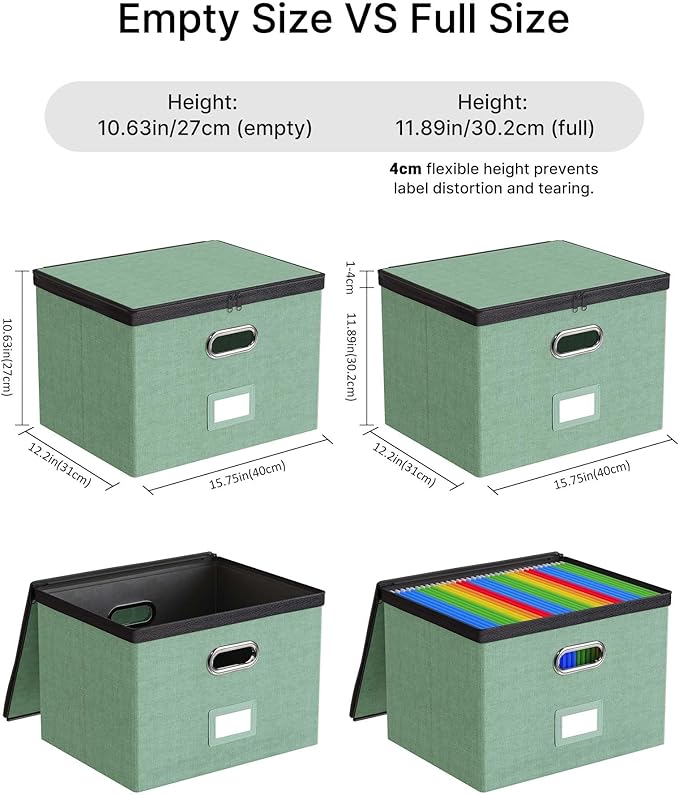Oterri 1 Pack Large File Organizer Boxes with Lids, File Box with Mesh Pockets, Document Organizer Box for Letter/Legal Size 