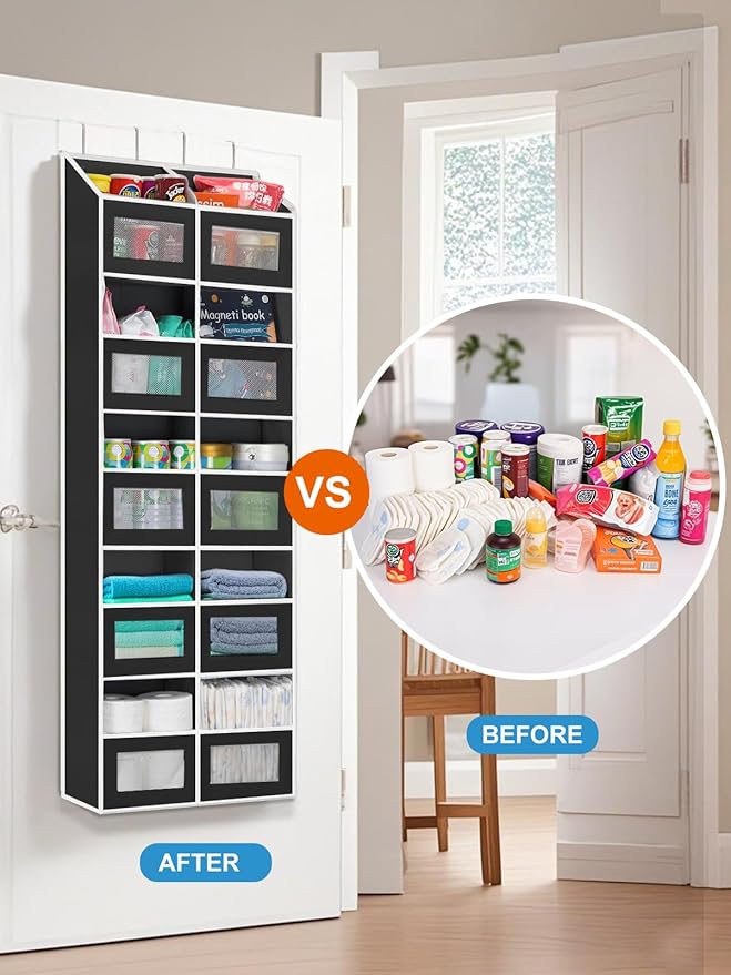 Over the Door Organizer Hanging- 10 Compartments, 80 lbs Load Behind Door Stuffed Animal Storage, Extra Large Toys Storage Or