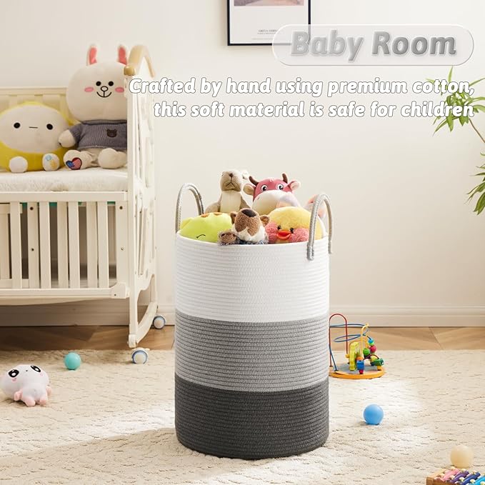 Artfeel Laundry Basket,Woven Cotton Rope Laundry Hamper,60L for Decorative Storage of Dirty Clothes,Toys and Blankets in Bath