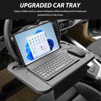4 in 1 Car Steering Wheel Tray, Multipurpose Steering Wheel Desk with Cup & Dual Sauce Dip Holder, Spacious Car Food Tray with Tablet Slot for Eating Drinking Working