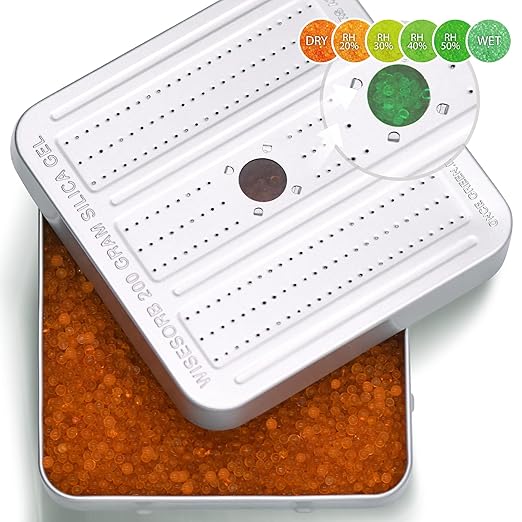 200 Gram 2 Pack Gun Safe Dehumidifier, Reusable Silica Gel Dehumidifier, Indicating Silica Gel Desiccant Canister (Orange to 