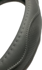 Leather Steering Wheel Cover (Gray, 15 inch) for Men Women