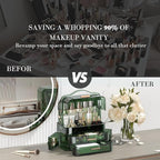 LINFIDITE Cosmetics Storage Box Transparent Lid Large Makeup Organizer Box Drawers Portable Handle Waterproof Dustproof Skinc