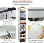 2 Pack Large-Sized Hanging Shoe Organizer 10-Shelf, Sturdy Hanging Closet Organizer with 8 Side Pockets, Wider Hanging Shelve