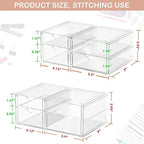 2 Pack Desk Organizers, Makeup Organizer Storage with 7 Drawers, Desktop Office Supplies, Clear Desk Accessories, Dustproof D