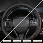 West Llama Customized Auto Car Steering Wheel Cover for Honda Accord CR-V HR-V Pilot Civic(Diamond Quilted -Black+Red-Standar