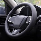 XHRING Car Steering Wheel Cover for Ford Fusion Mustang Bronco/Bronco Sport Ranger Maverick Edge Explorer Escape Focus Ecosport Transit Connect Fiesta Taurus Flex Accessories, Black Leather 14 1/2-15"