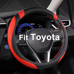 West Llama Customized Auto Car Steering Wheel Cover for Toyota Tacoma,4Runner,Tundra,Sequoia,15.5-16 inch (Black+Red-Large Si