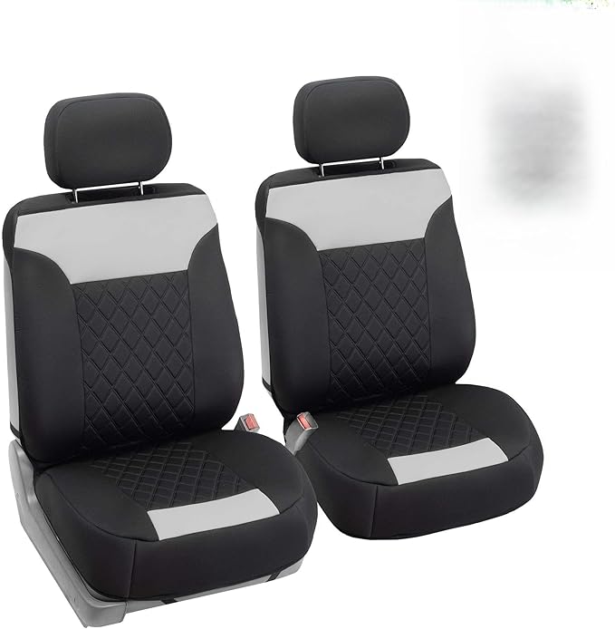 FH Group Car Seat Cover Cushion - 2 Pack Seat Covers for Cars Trucks SUV, Gray Black Car Seat Covers Neosupreme Car Seat Cush