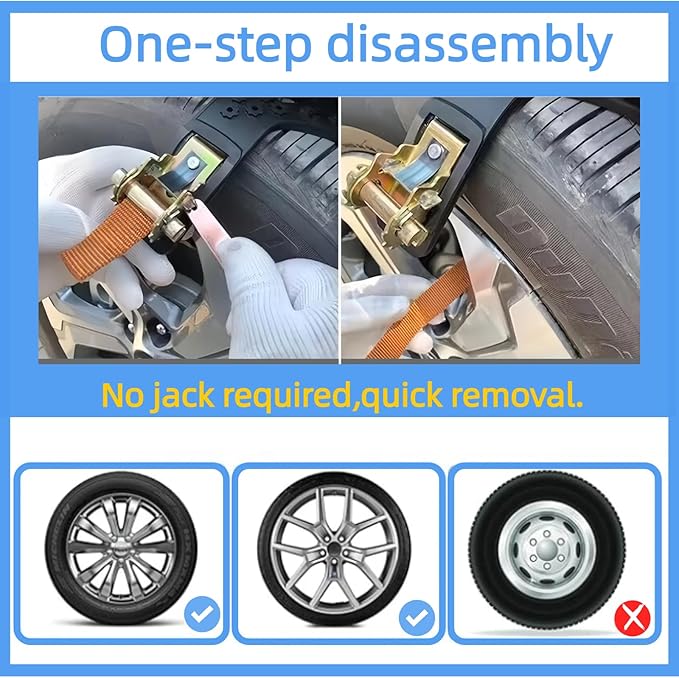 6 Pack Universal Tire Chains,Emergency Portable Snow Chains Suitable for Car, Truck, and SUV, Zip Tie Tire Chains, Adjustable