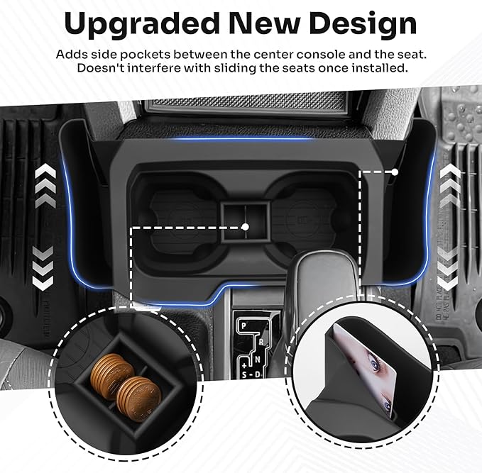 Autorder Center Console Cup Holder Insert for 2016-2023 Toyota Tacoma Interior Accessories, TPE Silicone Material 2-in-1 Center Console Drink Cup Holder Insert