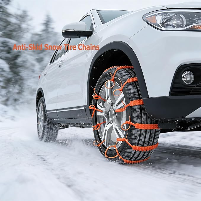 10PCS Universal Anti-Skid Snow Tire Chains,2026 Upgraded Portable Emergency Non-Slip Plastic Cable Ties, Winter Car Truck SUV