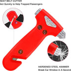 Car Safety Hammer for Lady, Red 3-in-1 Emergency Escape Tool with Window Breaker and Seat Belt Cutter, Safety Emergency Car E