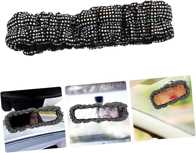 Plush Bling Car Rearview Mirror Cover Protector Soft Auto Rearview Mirror Accessory with Material Compact for Vehicle Decoration