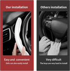 3 Piece Carbon Fiber Steering Wheel Cover,Car Steering Wheel Protector with Non-Slip Lining,Breathable Microfiber Universal for 14.5-15 inch,White