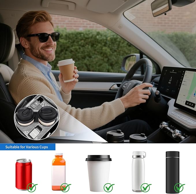 Cup Holder Insert for Subaru Forester 2025 Center Console Cup Holder Organizer Coaster Silicone Bottle Holder Car Cupholder E