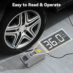 150 PSI Tire Inflator Portable Air Compressor, 12V DC Auto Shutoff Air Pump with Digital Pressure Gauge and Emergency LED Light for Car Tires, Bicycle & Balloons, Gray