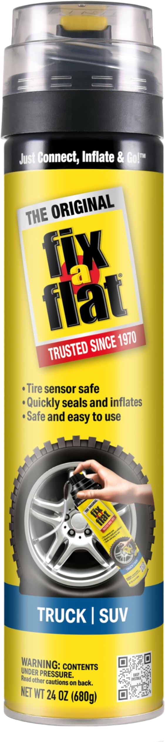 Fix-A-Flat S60369 Aerosol Emergency Flat Tire Repair and Inflator, for X-Large Tires, Eco-Friendly Formula, Universal Fit for