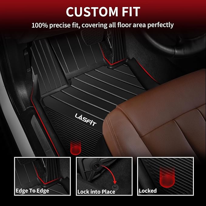 LASFIT Floor Mats for BMW X5 (F15) 2014-2018 / for BMW X6 (F16) 2015-2019, Custom Fit TPE All Weather Floor Liners 1st & 2nd Row Car Mat, Black