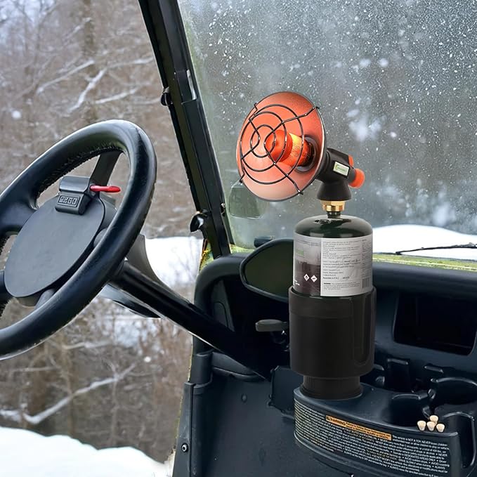 Golf Cart Cup Holder Adapter, Universal Expandable Golf Cart Heater Holder Compatible with 16 Oz/1 Lb Propane Tank and Most G