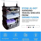 Grand Fusion Stow-N-Go Packing Organizer for Luggage, Portable Hanging Travel Shelves, Carry-On Closet, Hanging Packing Cubes