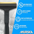 Car Ice Scraper Brass Blade - Fast, Easy & efficient - [ 2 Pack ] Brass Ice Scraper for Car - Ice Scrapers for Car Windshield Ice Scraper - Original Murska from Europe - for Winter - A053-2 Black