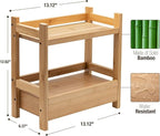 Sorbus Bamboo Bathroom Counter Organizer – 2-Tier Shelf with Hidden Drawer for Vanity, Matcha Station, Bathroom Sink Organize