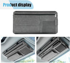 Suede Car Sun Visor Organizer with Multi-Pocket Net Zipper, Glasses Case, Sunglass Holder (Grey)