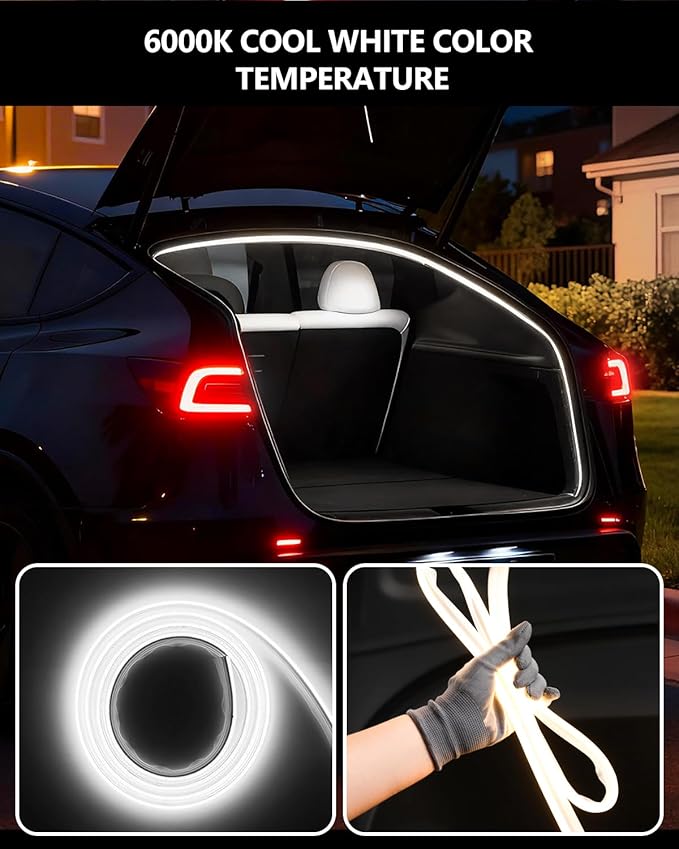 for Tesla Trunk LED Strip Model Y Juniper Accessories 2025-2026 Flexible Silicone Waterproof Interior Lighting Bar Tesla Trunk Ambient Lights White Light