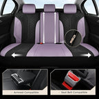 Coverado Seat Covers for Car 5 Seats, Leather Car Seat Covers Fullset, Breathable Mesh Front and Rear Protectors, Purple Luxu