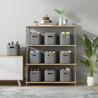 ORGIDOL 6 Pack Grey Storage Bins with Lids Stackable Storage Container for Organizing, Storage Boxes with Handle for Shelves,