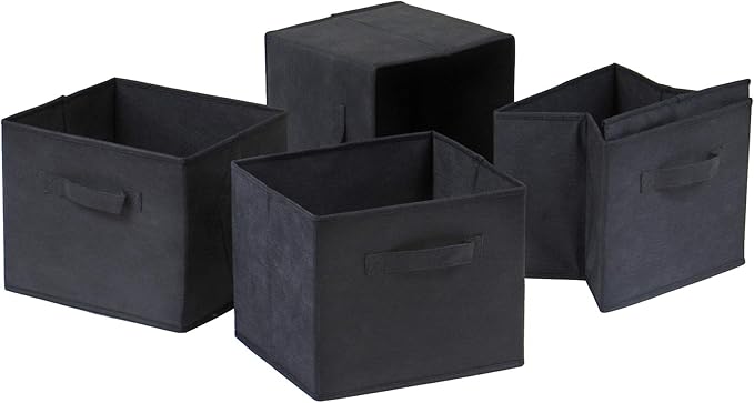 Winsome Capri 4-Pc Foldable Fabric Basket Set, Black