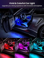Car RGB LED Lights, Smart 48 LED Car Interior Light with APP Control, Under Dash Car Strip Lights, Music Mode, DIY Mode, 2 Lines Design Light with Charger, Ambient Lighting for Cars SUVs Trucks