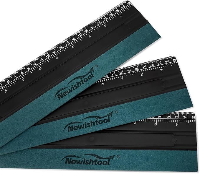 NEWISHTOOL Vinyl Wrap Squeegee for Vinyl, Big Size Wallpaper Smoothing Squeegee, 3 Pack 25CM Decals Squeegee with Ruler & Micro Suede Felt Edge for Sign Making Graphic Window Tint Film Application