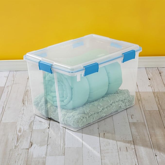 Sterilite 12-Pack Gasket Box, Weather-Resistant Storage Bins with Latching Lids, 80 Quart - Heavy-Duty Organizing Containers 
