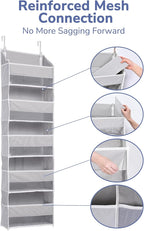 ULG 1 Pack Over Door Organizer with 5 Large Pockets 10 Mesh Side Pockets, 44 lbs Weight Capacity Hanging Storage Organizer wi