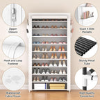 ROJASOP Shoe Rack with Covers 10 Tier Large Shoe Organizer Tall Shoe Closet Storage for 50-55 Pairs Shoe and Boot, Free Stand