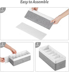 3 Packs Fabric Belt Organizer, 6 Grids Belt Organizer for Closet and Drawer, Foldable Dresser Drawer Organizers, Tie Storage 