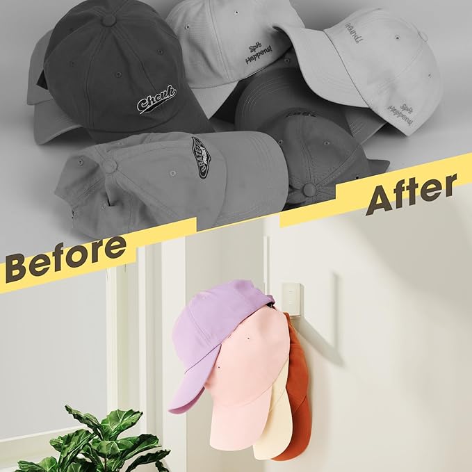 Durmmur 2 Pack Hat Racks for Baseball Caps, Acrylic Hat Organizer, Hat Hooks for Wall, Hat Holder Storage Organizer, Hat Hang