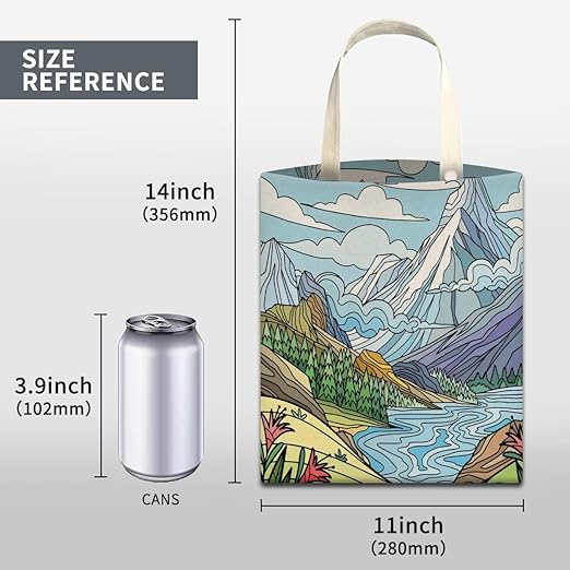 Car Trash Can, Cute Car Trash Bag, Hanging Car Organizer and Storage Bag, Trash Bin for Car Accessories, Vehicle, Travelling, Camping Pastel Mountain Landscape