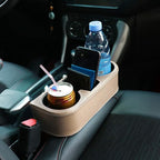 Car Seat Organizer Cup Drink Holders Multi Functional Gap Filler Storage Box Insert Organization Helps Reduce Distracted Driving&Holds Phone Mount Mug Bottle Cellphone (PUBD-Beige)