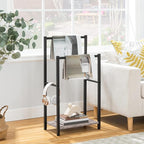 HOOBRO Freestanding Towel Rack, 2 Tier Blanket Ladder Holder for Bathroom, 16.5" L x 9.4" W x 31.5" H, Blanket Rack, Industri