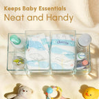 Diaper Caddy Acrylic, Baby Changing Table Organizer, Dresser Tabletop Organizer with 4 Detachable Compartments, Storage for W