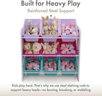 Humble Crew 9-Bin Toy Organizer – Forever Natural White/Pink/Purple/Aqua Plastic Bins, 3-Tier Storage Solution for Kids' Play