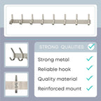 Coat Rack Wall Mount – Brushed Nickel 24 Inch Stainless Steel Hook Rail with 8 Heavy Duty Double Coat Hooks – Wall Mounted Co