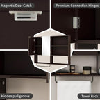 Medicine Cabinet, Wooden Bathroom Wall Cabinet with 2 Doors, Adjustable Shelves & Towel Bar, Over Toilet Storage Cabinet Wall